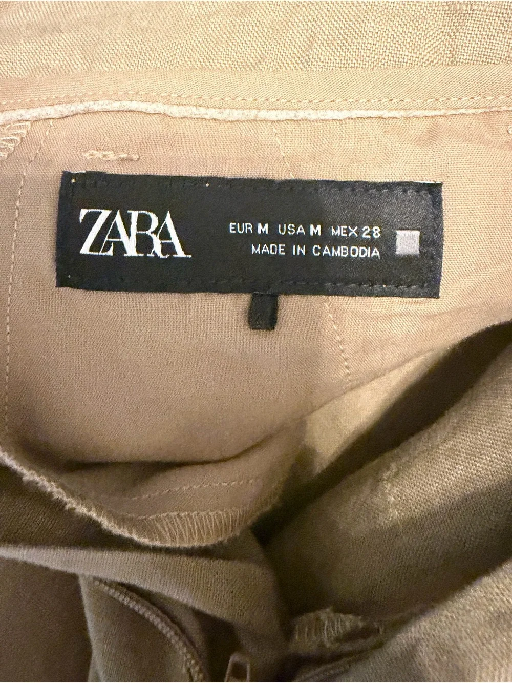 Zara Wide Leg Taupe Linen Trousers